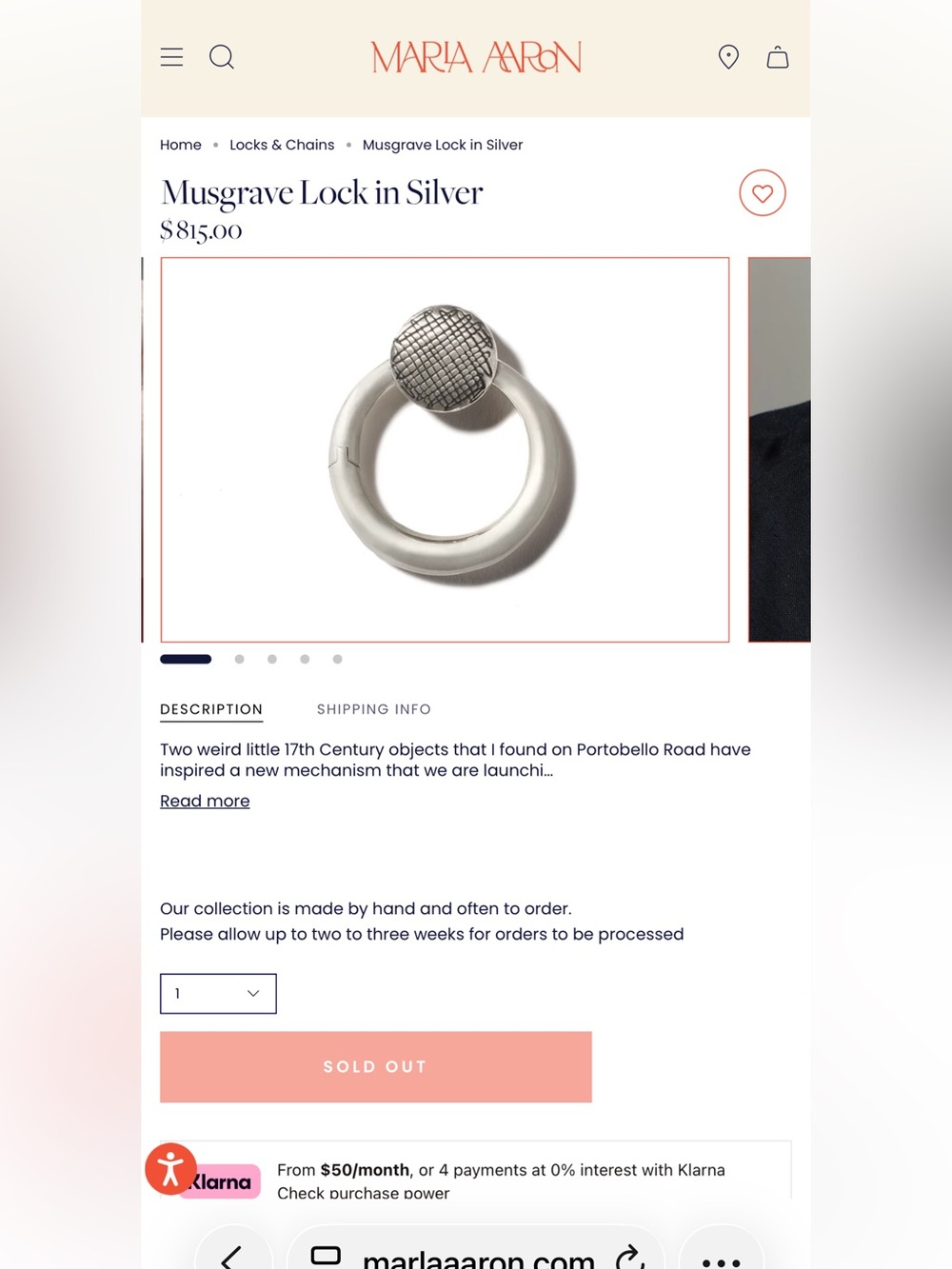 Marla Aaron Musgrave Lock in Silver —